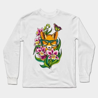 Fox with Glasses Long Sleeve T-Shirt